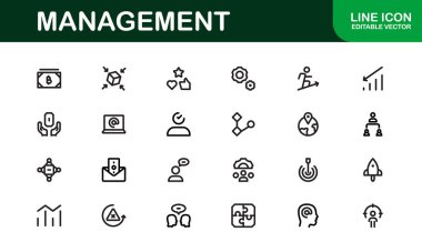Modern Yönetim Simgeleri 'nden. İş Liderliği, Örgüt, Strateji, Çalışma Akımı ve Takım İşbirliği Tasarımları için Yüksek Kaliteli Vektör Simgeleri