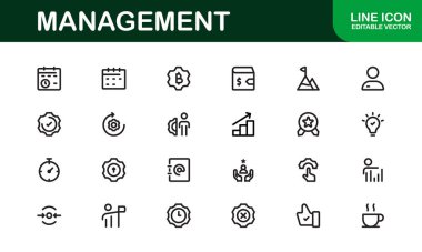 Modern Yönetim Simgeleri 'nden. İş Liderliği, Örgüt, Strateji, Çalışma Akımı ve Takım İşbirliği Tasarımları için Yüksek Kaliteli Vektör Simgeleri