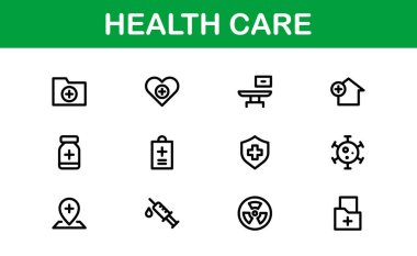 Health Care Icon Pack. Professional Icons for Medical Assistance, Clinics, Wellness Centers, Health Management, and Digital Design clipart