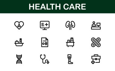 Health Care Icon Pack. Professional Icons for Medical Assistance, Clinics, Wellness Centers, Health Management, and Digital Design clipart