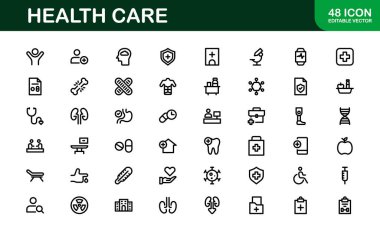 Health Care Icon Pack. Professional Icons for Medical Assistance, Clinics, Wellness Centers, Health Management, and Digital Design clipart