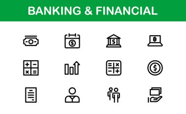 Financial and Banking Icon Pack. Professional Icons for Wealth Management, Online Banking, Transactions, and Money Management Designs clipart