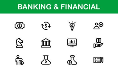 Financial and Banking Icon Pack. Professional Icons for Wealth Management, Online Banking, Transactions, and Money Management Designs clipart