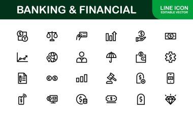 Financial and Banking Icon Pack. Professional Icons for Wealth Management, Online Banking, Transactions, and Money Management Designs clipart