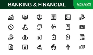 Financial and Banking Icon Pack. Professional Icons for Wealth Management, Online Banking, Transactions, and Money Management Designs clipart