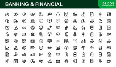 Financial and Banking Icon Pack. Professional Icons for Wealth Management, Online Banking, Transactions, and Money Management Designs clipart