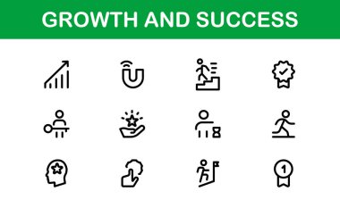 Success and Growth Icon Collection. Premium Icons for Personal Development, Growth, and Goal Achievement clipart