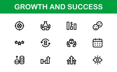 Başarı ve Büyüme Simgesi Koleksiyonu. Kişisel Gelişim, Büyüme ve Hedef Başarı İçin Premium Simgeleri