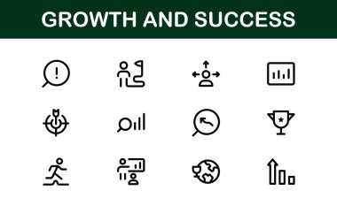 Başarı ve Büyüme Simgesi Koleksiyonu. Kişisel Gelişim, Büyüme ve Hedef Başarı İçin Premium Simgeleri
