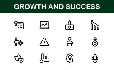 Başarı ve Büyüme Simgesi Koleksiyonu. Kişisel Gelişim, Büyüme ve Hedef Başarı İçin Premium Simgeleri