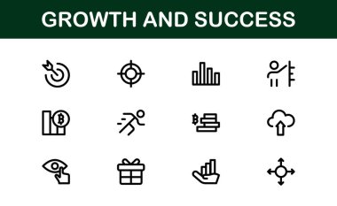 Başarı ve Büyüme Simgesi Koleksiyonu. Kişisel Gelişim, Büyüme ve Hedef Başarı İçin Premium Simgeleri