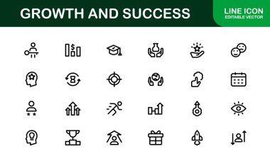 Başarı ve Büyüme Simgesi Koleksiyonu. Kişisel Gelişim, Büyüme ve Hedef Başarı İçin Premium Simgeleri