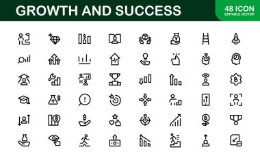Başarı ve Büyüme Simgesi Koleksiyonu. Kişisel Gelişim, Büyüme ve Hedef Başarı İçin Premium Simgeleri