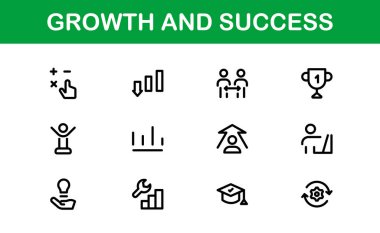 Başarı ve Büyüme Simgesi Koleksiyonu. Kişisel Gelişim, Büyüme ve Hedef Başarı İçin Premium Simgeleri