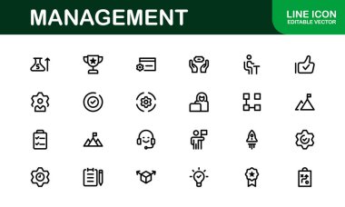 Modern Yönetim Simgeleri 'nden. İş Liderliği, Örgüt, Strateji, Çalışma Akımı ve Takım İşbirliği Tasarımları için Yüksek Kaliteli Vektör Simgeleri