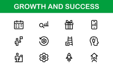 Başarı ve Büyüme Simgesi Koleksiyonu. Kişisel Gelişim, Büyüme ve Hedef Başarı İçin Premium Simgeleri
