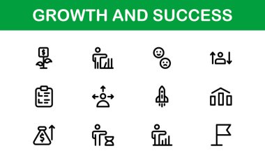 Success and Growth Icon Collection. Premium Icons for Personal Development, Growth, and Goal Achievement clipart