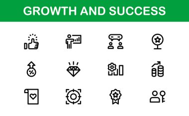 Başarı ve Büyüme Simgesi Koleksiyonu. Kişisel Gelişim, Büyüme ve Hedef Başarı İçin Premium Simgeleri