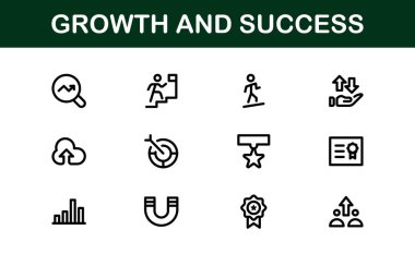 Success and Growth Icon Collection. Premium Icons for Personal Development, Growth, and Goal Achievement clipart