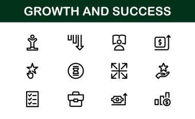 Başarı ve Büyüme Simgesi Koleksiyonu. Kişisel Gelişim, Büyüme ve Hedef Başarı İçin Premium Simgeleri