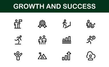 Success and Growth Icon Collection. Premium Icons for Personal Development, Growth, and Goal Achievement clipart