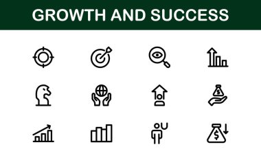 Başarı ve Büyüme Simgesi Koleksiyonu. Kişisel Gelişim, Büyüme ve Hedef Başarı İçin Premium Simgeleri