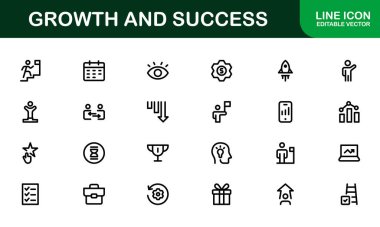 Başarı ve Büyüme Simgesi Koleksiyonu. Kişisel Gelişim, Büyüme ve Hedef Başarı İçin Premium Simgeleri