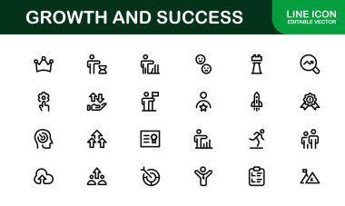 Başarı ve Büyüme Simgesi Koleksiyonu. Kişisel Gelişim, Büyüme ve Hedef Başarı İçin Premium Simgeleri