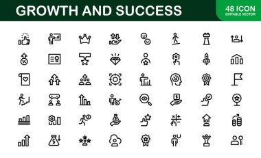 Başarı ve Büyüme Simgesi Koleksiyonu. Kişisel Gelişim, Büyüme ve Hedef Başarı İçin Premium Simgeleri