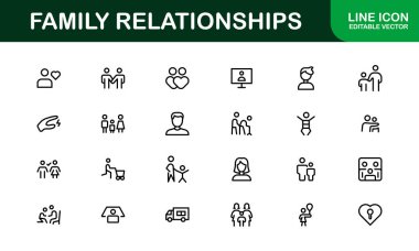 Family Relationships Icon Set. Premium Icons for Parenting, Sibling Bonds, Family Ties, and Emotional Connections clipart