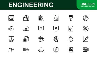 Makine ve Mekanik Simgeler. Yapısal, Sivil ve Elektrik Mühendisliği Projeleri İçin Kapsamlı Koleksiyon