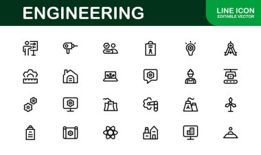 Makine ve Mekanik Simgeler. Yapısal, Sivil ve Elektrik Mühendisliği Projeleri İçin Kapsamlı Koleksiyon