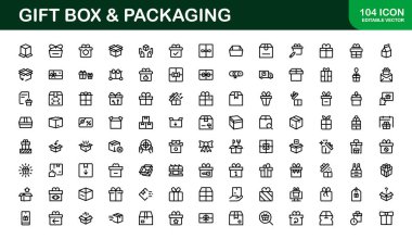 Profesyonel Hediye Kutusu ve Paketleme Simgesi Tanıtımı. Hediye Paketleri, Kutular ve Paketleme için En Kullanışlı Simgeler