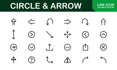 Modern Çember ve Ok Simgesi Vektör Resmini Ayarla. Yönlendirme ve Akış Tasarımları İçin Mükemmel Dinamik Şekiller ve Yönsel Semboller.
