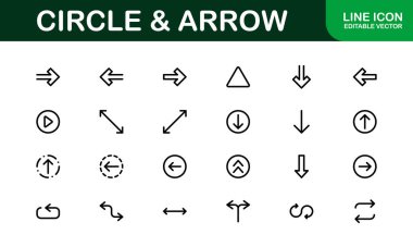 Modern Çember ve Ok Simgesi Vektör Resmini Ayarla. Yönlendirme ve Akış Tasarımları İçin Mükemmel Dinamik Şekiller ve Yönsel Semboller.