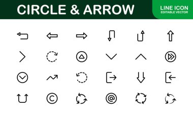 Modern Çember ve Ok Simgesi Vektör Resmini Ayarla. Yönlendirme ve Akış Tasarımları İçin Mükemmel Dinamik Şekiller ve Yönsel Semboller.