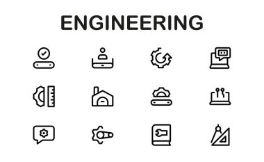 Makine ve Mekanik Simgeler. Yapısal, Sivil ve Elektrik Mühendisliği Projeleri İçin Kapsamlı Koleksiyon