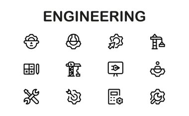 Makine ve Mekanik Simgeler. Yapısal, Sivil ve Elektrik Mühendisliği Projeleri İçin Kapsamlı Koleksiyon