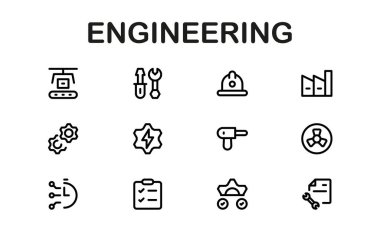 Makine ve Mekanik Simgeler. Yapısal, Sivil ve Elektrik Mühendisliği Projeleri İçin Kapsamlı Koleksiyon