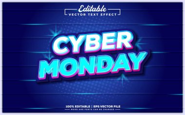 Siber pazartesi düzenlenebilir 3d metin efekti tasarımı