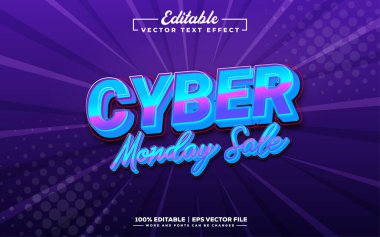 Siber pazartesi düzenlenebilir 3d metin efekti tasarımı