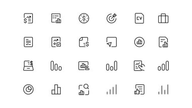 Business and Finance line icons set. Businessman outline icons collection. Money, investment, teamwork, meeting, partnership, meeting, work succes