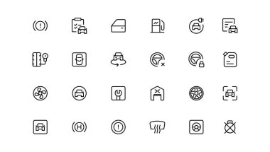 Otomobil servisi, araba tamir ikonu. Araba servisi ve garaj. onarım, bakım, denetim, parçalar, birimler, elementler.