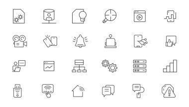 Vektör düz çizgi Icons Set ofis ve iş