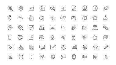 Vektör düz çizgi Icons Set ofis ve iş
