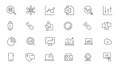 Vektör düz çizgi Icons Set ofis ve iş
