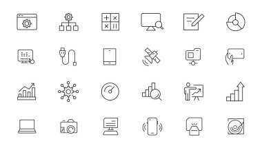 Vektör düz çizgi Icons Set ofis ve iş