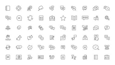 Customer service icon set. Containing customer satisfied, assistance, experience, feedback, operator and technical support icons. Line icon collection