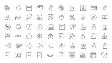 Vektör düz çizgi Icons Set ofis ve iş
