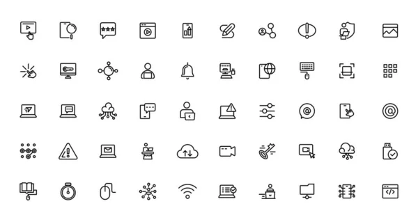 Information Technology Linear Icons Collection Thin Outline Icons Pack — Stock Vector